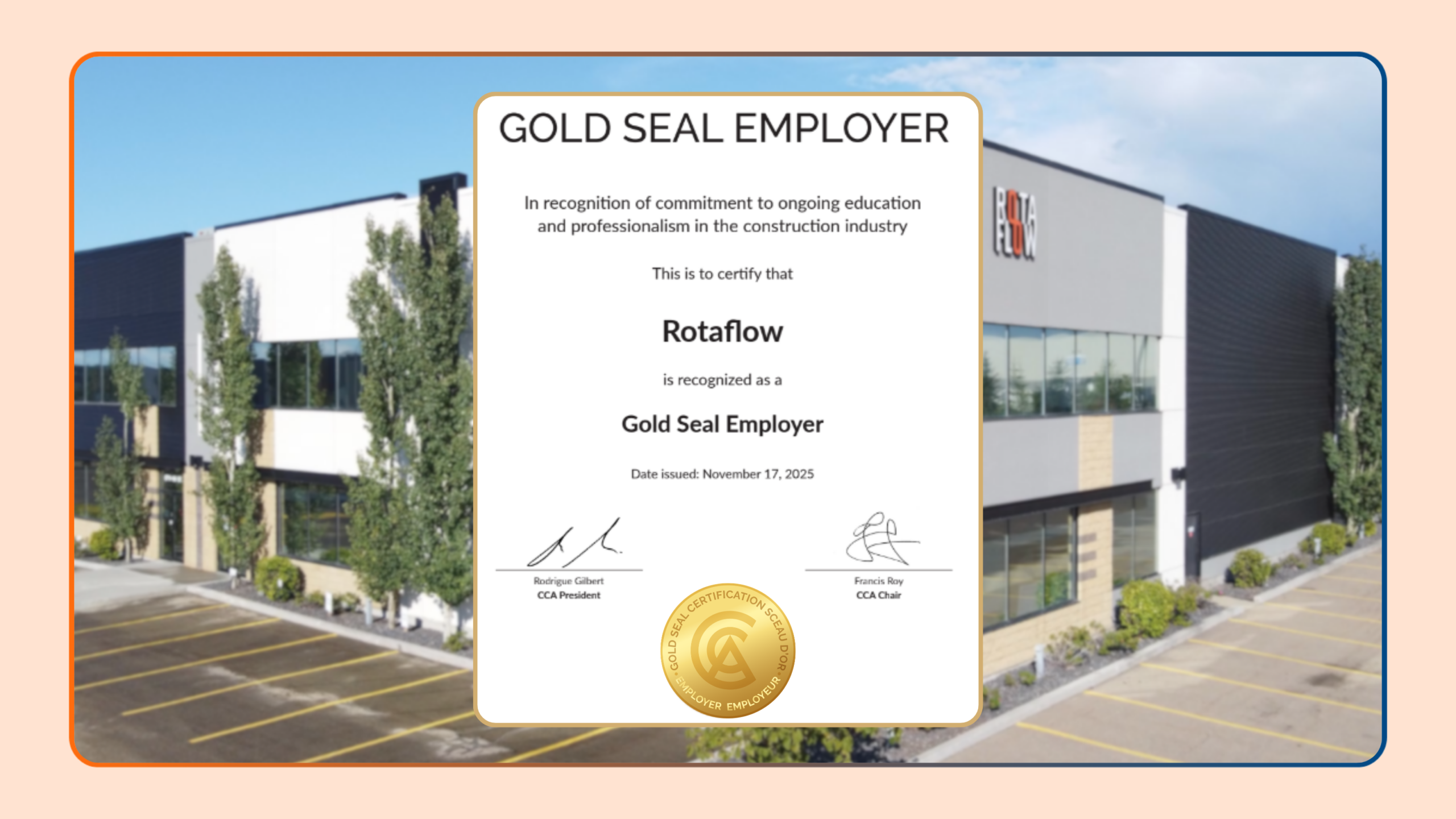Rotaflow is honored to be recognized as a Gold Seal Employer.